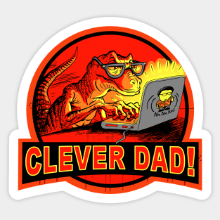 Clever Dad Velociraptor Hacking Dinosaur Laptop Sticker